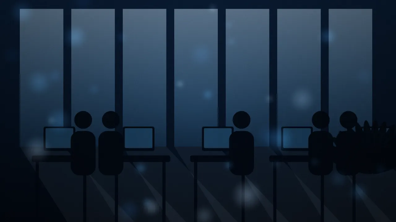 Workspace with developers at their desks
