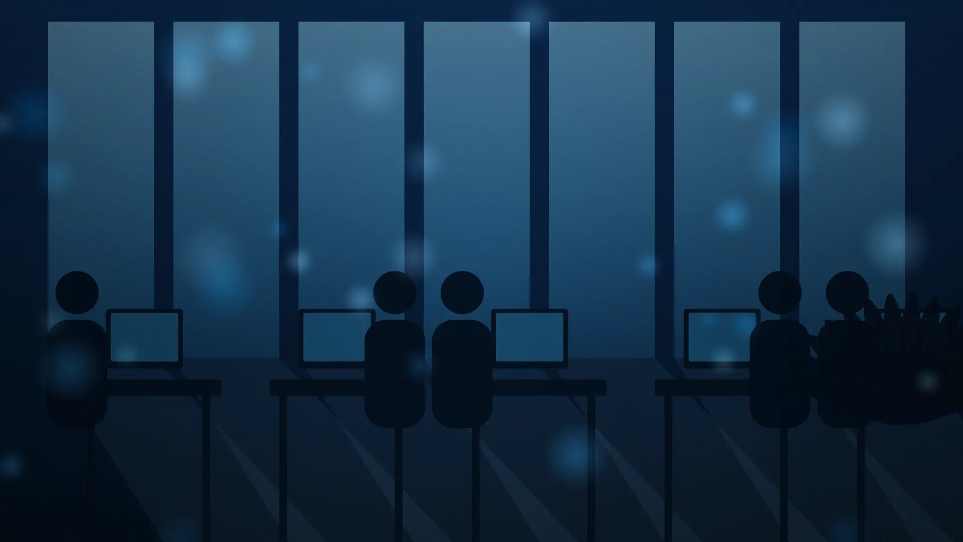 Team members working together in a modern office